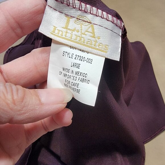 LA Intimates Size L Aubergine Purple Satin Pajama 2-Piece Set, NEW with Tags - Picture 6 of 13